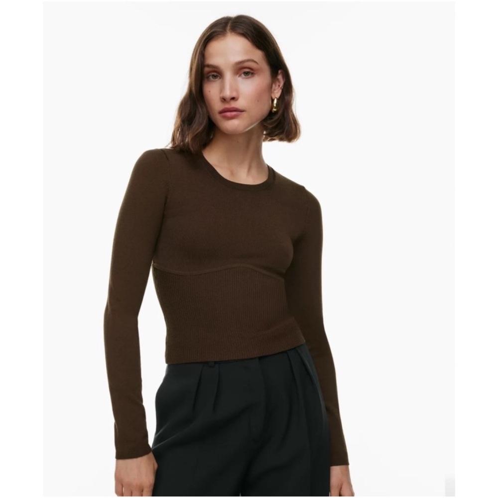 Babaton sculpt knit empire longsleeve xs coffee bean